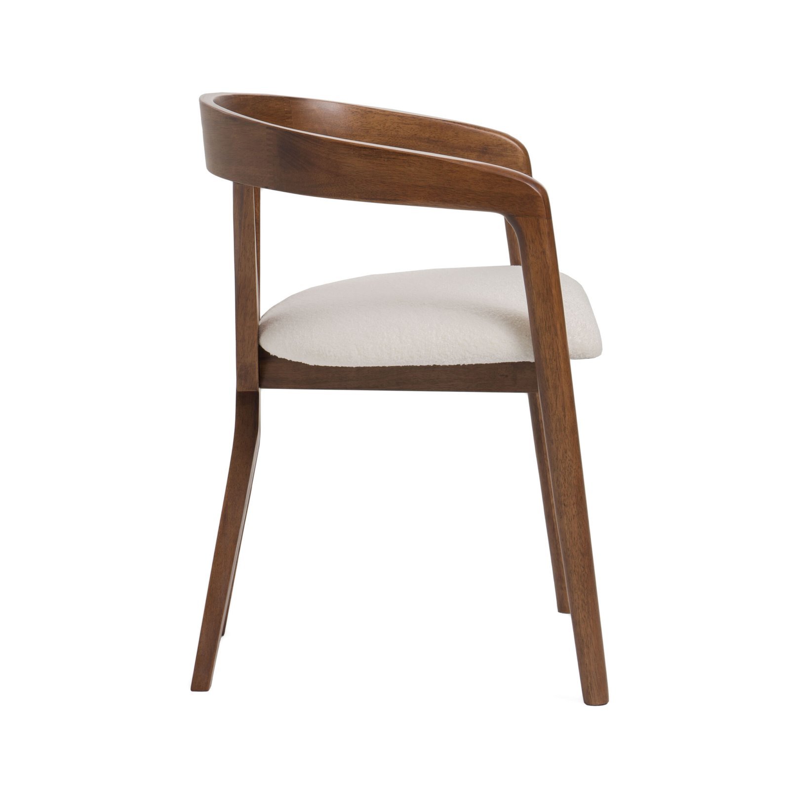 Modrest Weiss - Silla de comedor moderna de tela blanca de mediados de siglo + silla de nogal - Image 4