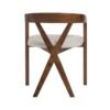 Modrest Weiss - Silla de comedor moderna de tela blanca de mediados de siglo + silla de nogal - Image 5