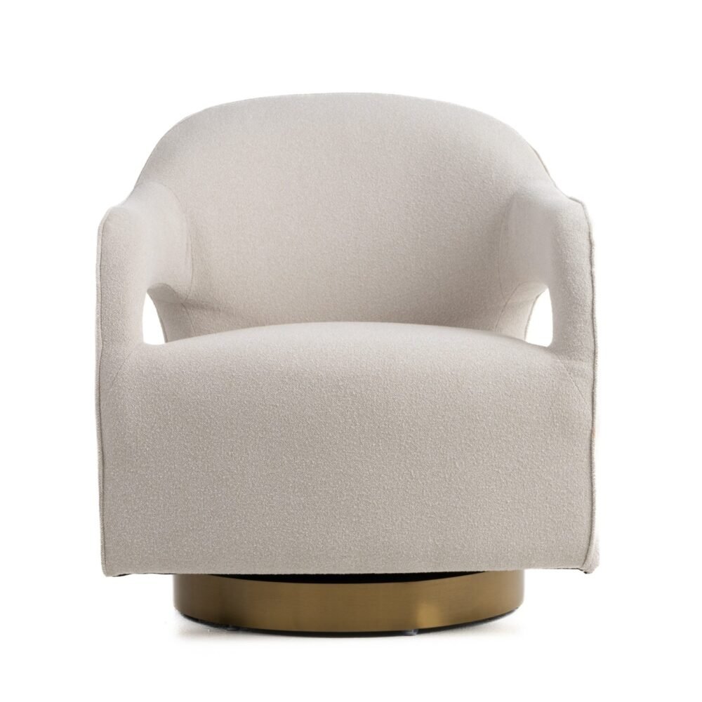 Modrest Worley - Tela beige moderna + silla decorativa giratoria dorada