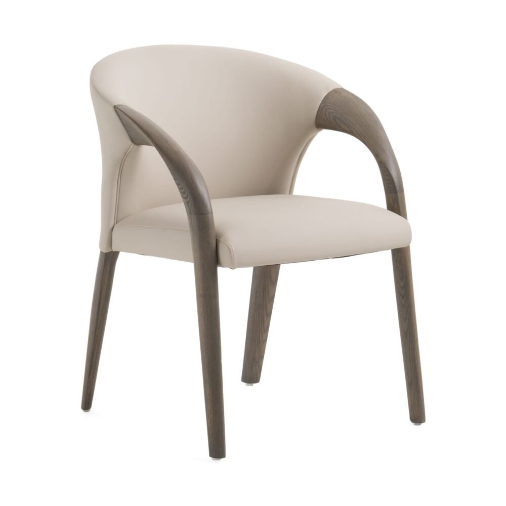Modrest Wynetta Mid-Century Modern Cuero vegano gris + Silla de comedor de fresno gris